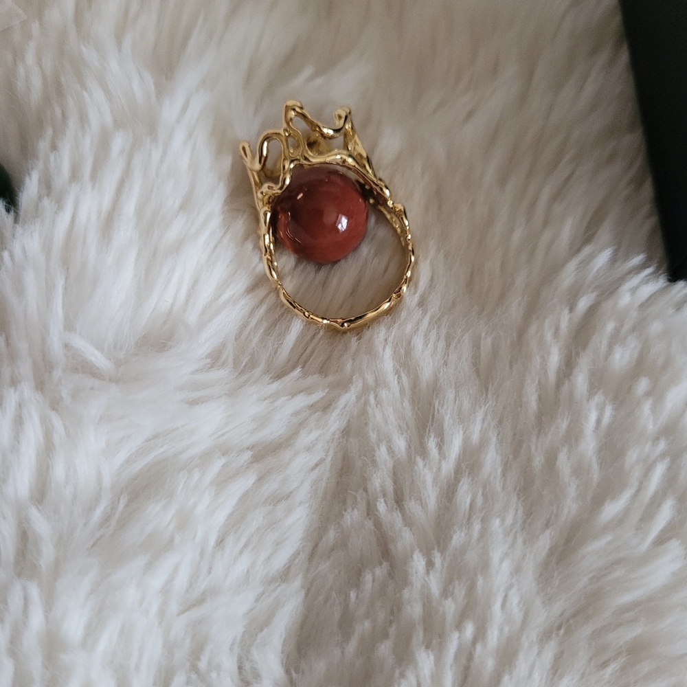 💐SOLD ❤️ K18 Japan gold ring with 8 natural stones💐 - Picture 7 of 12